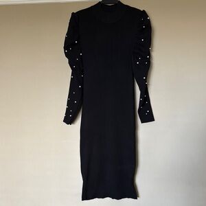 Absolutely Famous Black Bishop Sleeve Cocktail Dress